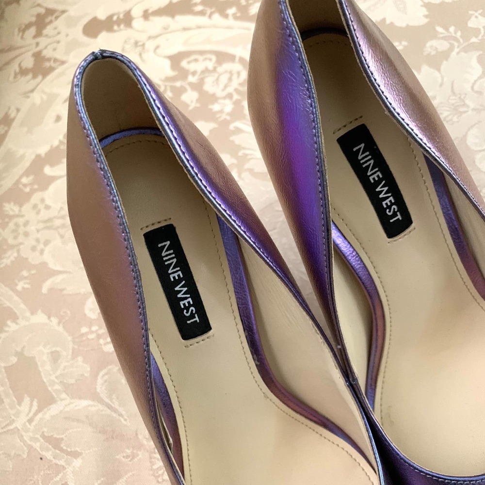 NEW Nine West Trendz 3 Pointy Toe Pumps in Purple Iridescent 7 - Picture 10 of 12